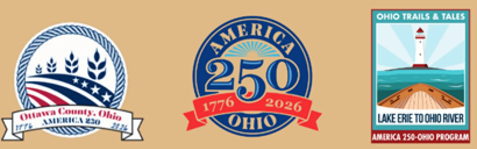 America 250 logos for Ottawa Cty, US, and State