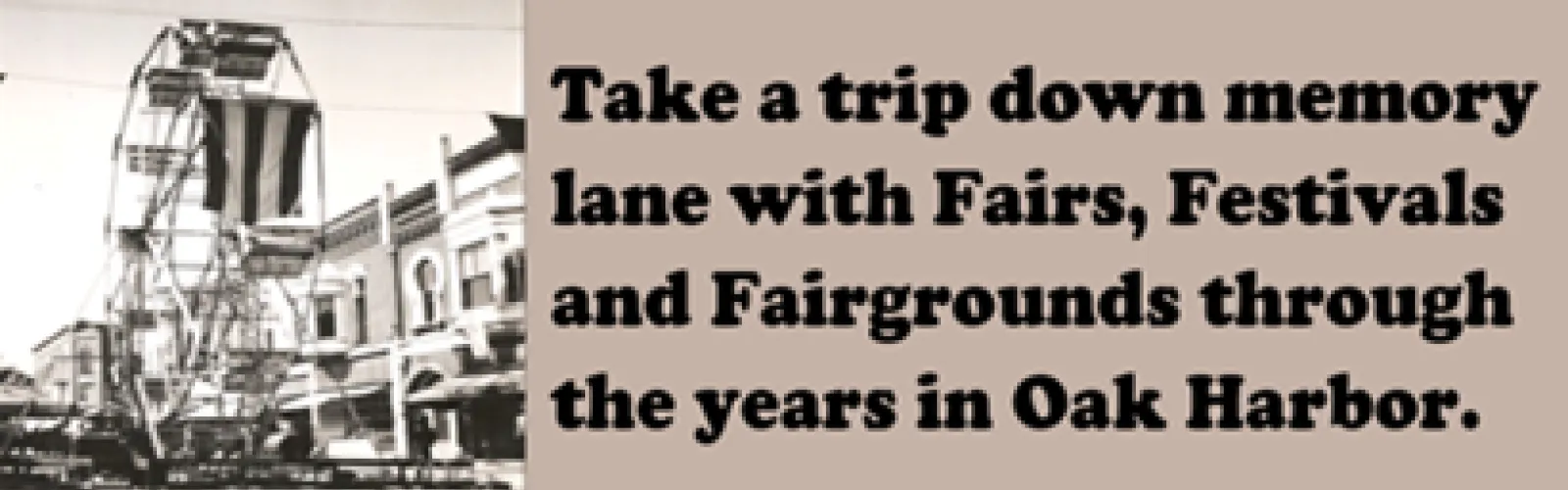 Ferris wheel on Water Street and notice for Fairs, Festivals, and Fairgrounds program