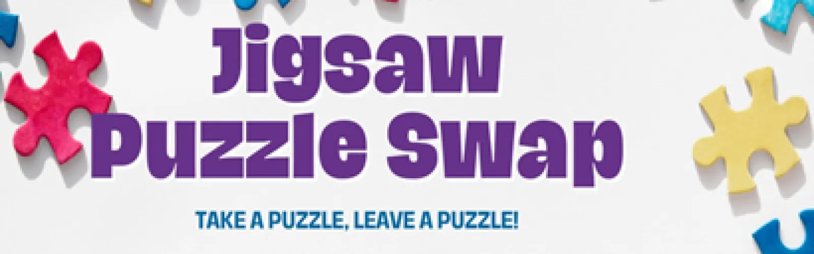 Take one, leave one jigsaw puzzle swap banner